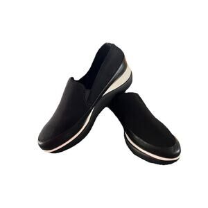 Donald Pliner Womens Lizzee Black Leather Sneaker Black Platform Slip On Shoe, 8